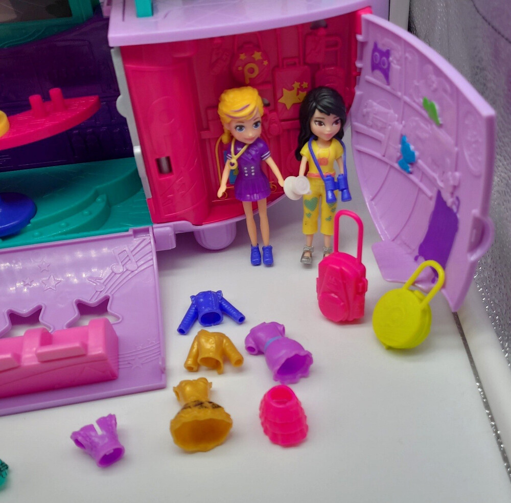 Polly Pocket Jumbo Jet Airplane Playset Mattel 2007 SUV Car Dolls Clothes Lot - Picture 3 of 16